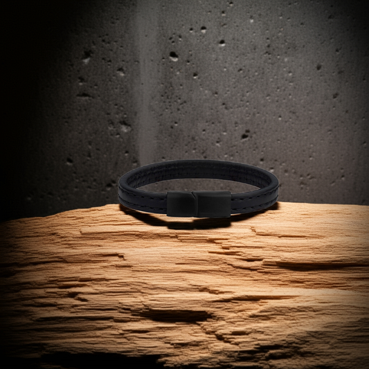 ARZ Steel Leather Double Stiched Bracelet