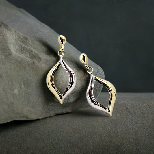 25mm Drop Studs in 9ct White Gold and Yellow Gold