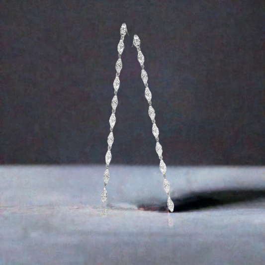 2.93ct Lab-Grown Diamond Marquise Drop Studs in 9ct White Gold