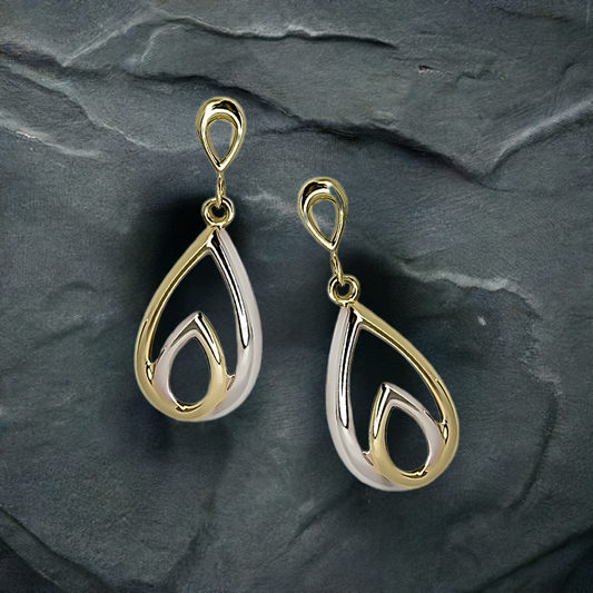 28mm Drop Studs in 9ct White Gold and Yellow Gold