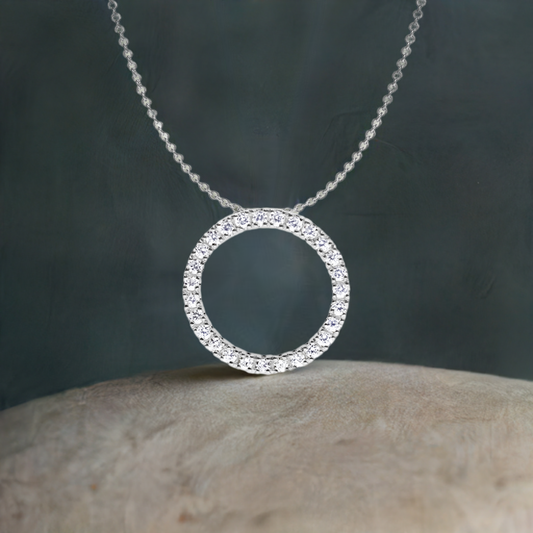 0.75ct Lab-Grown Diamond Circle of Life Pendant in 9ct White Gold