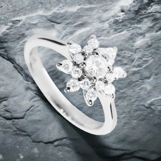 0.50ct Lab-Grown Diamond Halo Cluster Ring in 18ct White Gold
