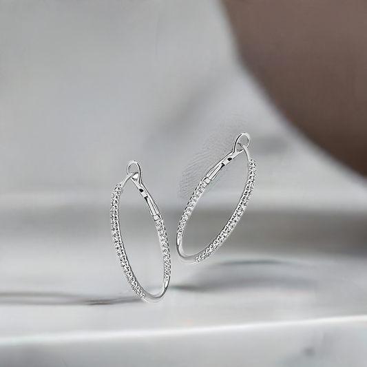 24mm Diamond Hoops in 9ct White Gold