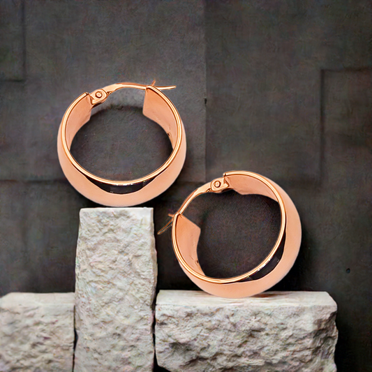 17mm Domed Hoops in 9ct Rose Gold