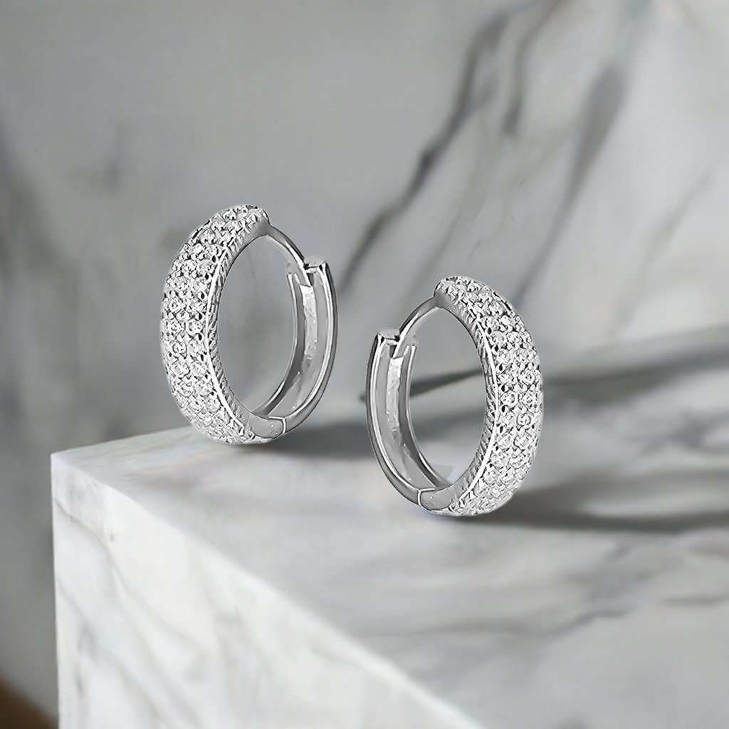 15mm Cubic Hoops in 9ct White Gold