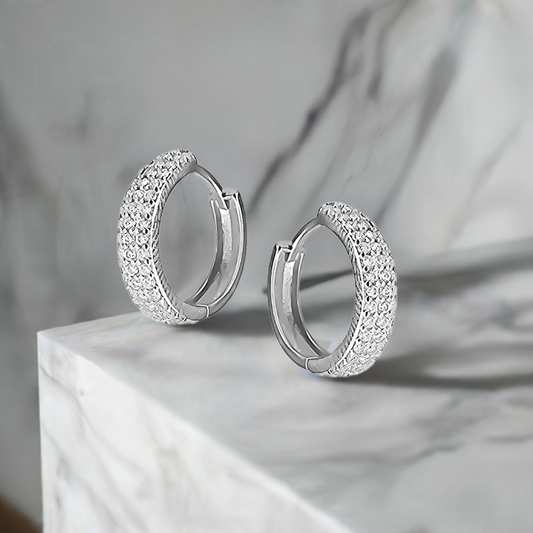15mm Cubic Hoops in 9ct White Gold