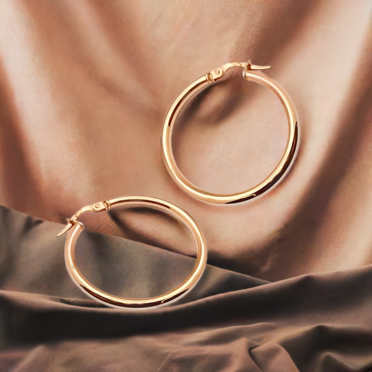 28mm Hoops in 9ct Rose Gold