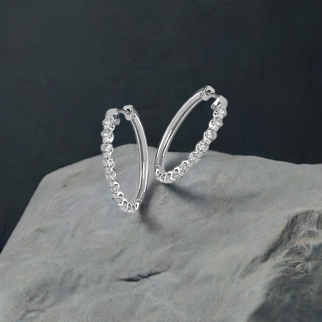 21mm Diamond Hoops in 9ct White Gold
