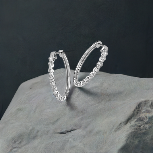 21mm Diamond Hoops in 9ct White Gold