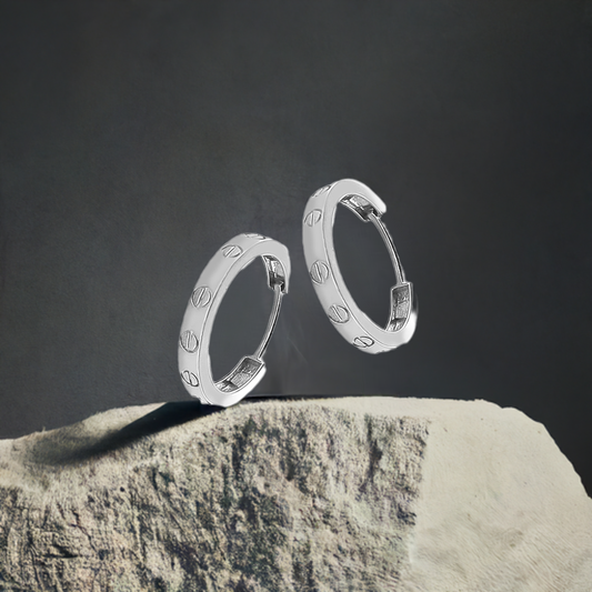 7mm Bolt Design Hoops in 9ct White Gold