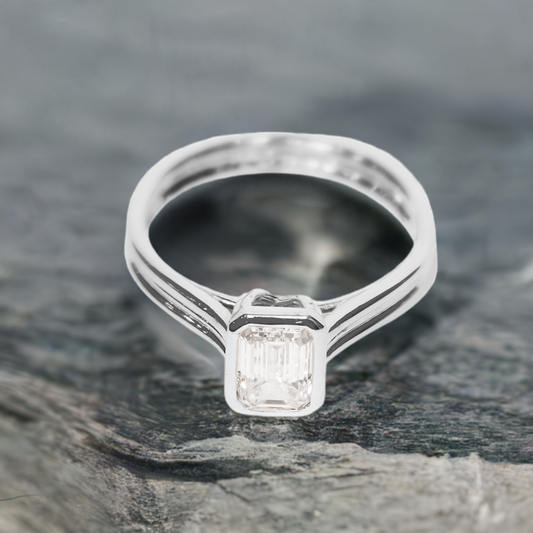 1.05ct Lab-Grown Diamond Emerald cut Solitaire Engagement Ring in 9ct White Gold