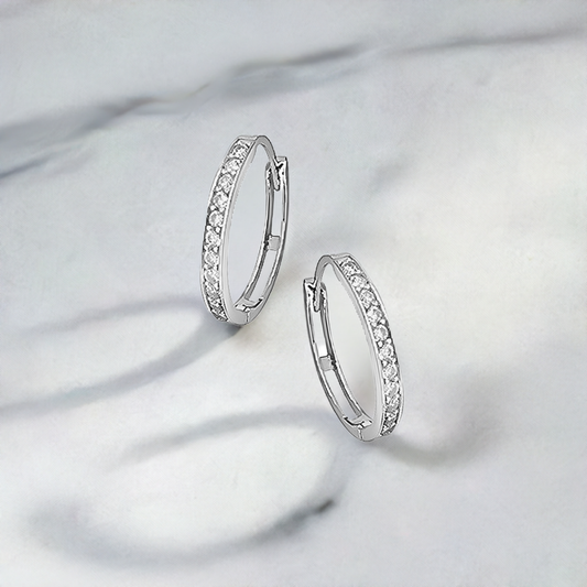 15mm Cubic Hoops in 9ct White Gold