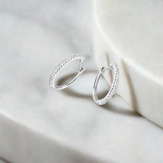 14mm Diamond Hoops in 9ct White Gold