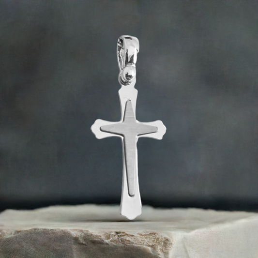 20mm Patonce Cross Pendant in 9ct White Gold