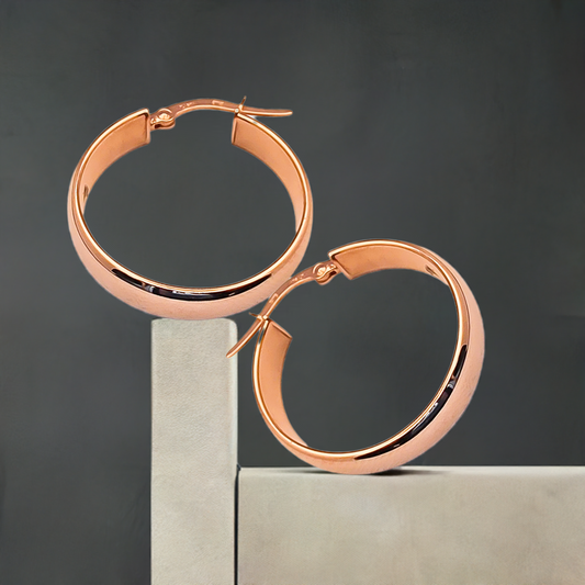 23mm Domed Hoops in 9ct Rose Gold
