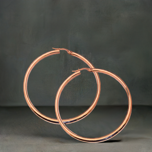 43mm Plain Hoops in 9ct Rose Gold