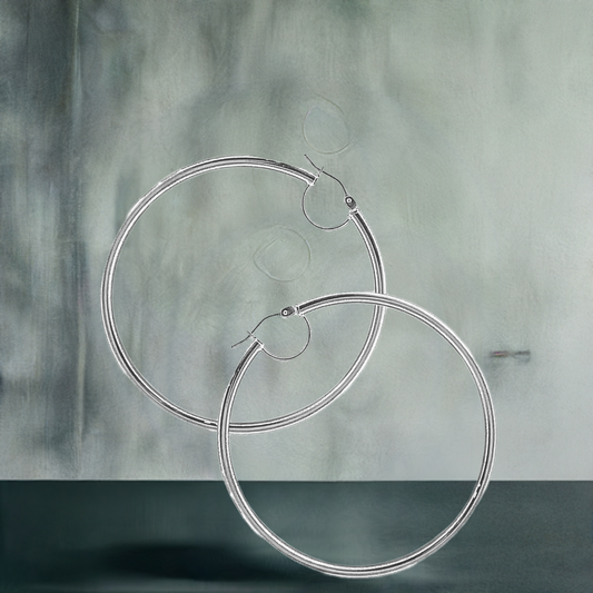55mm Large Plain Hoops in 9ct White Gold