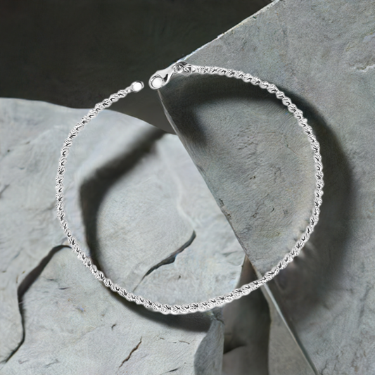 Faceted Ball Bangle Bracelet in 9ct White Gold