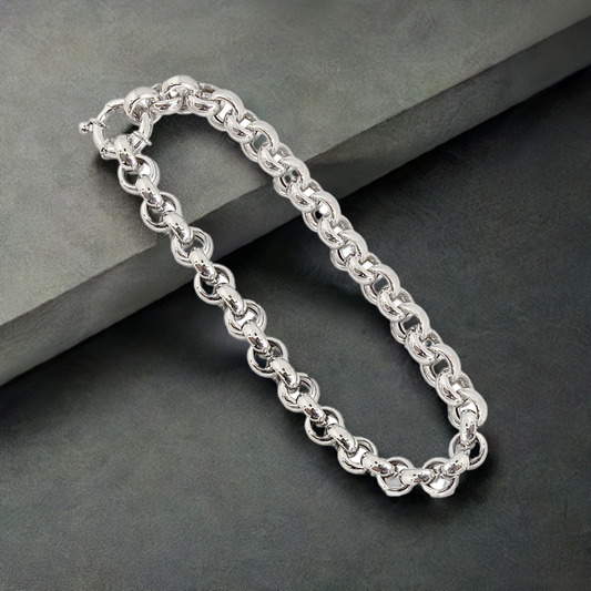 20cm Belcher Link Bracelet in 9ct White Gold