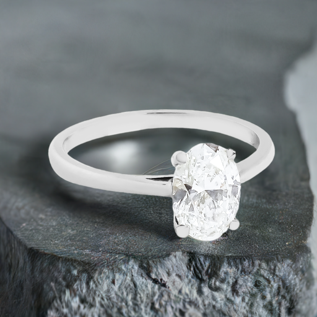 1.00ct Lab-Grown Oval Diamond Engagement Ring in 9ct Gold