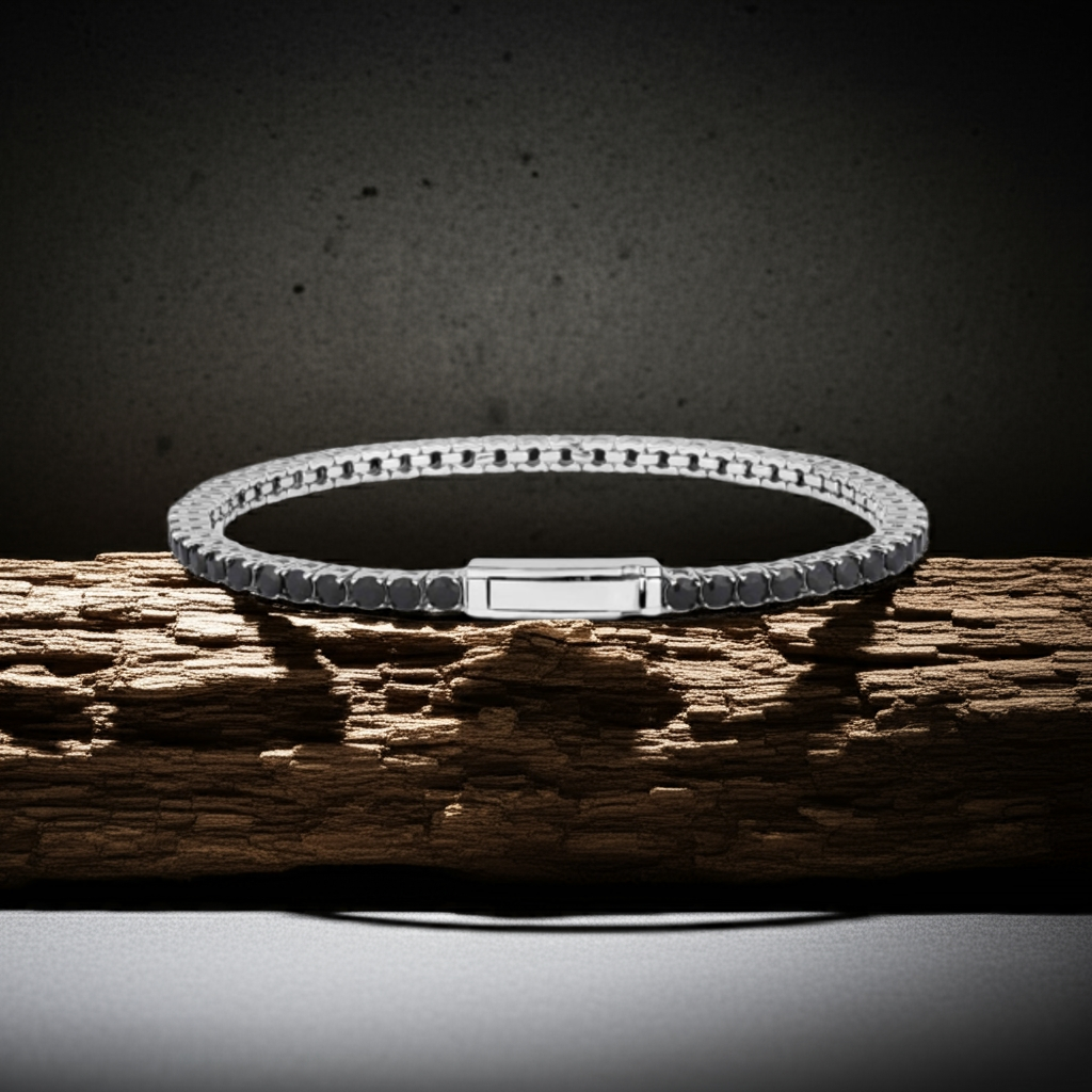 ARZ Steel Brilliance Forged in Steel Tennis Bracelet with Synthetic Stones