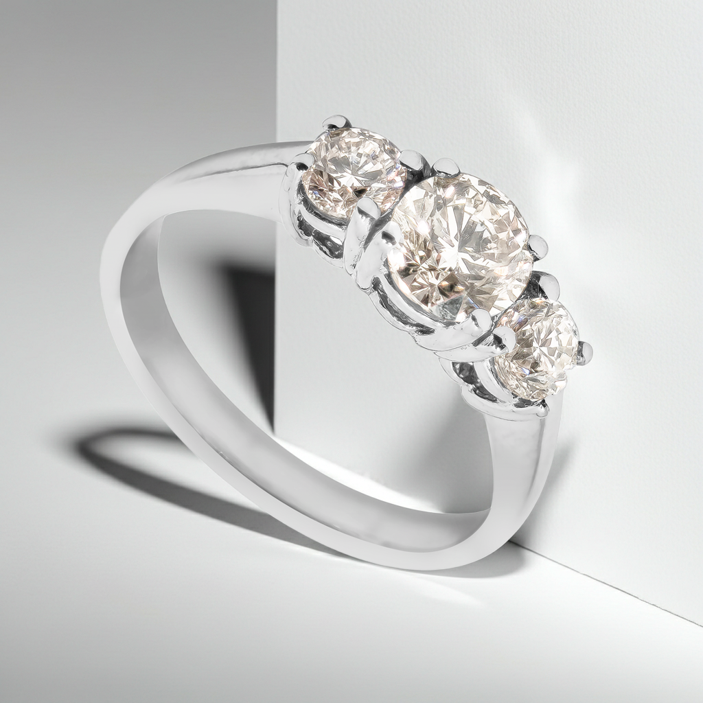 SALE: 1.02ct Natural Diamond Classic Trilogy Wedding Band in 18ct White Gold