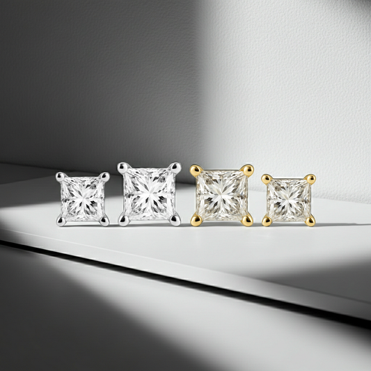 Princess Cut Lab-Grown Diamond Solitaire Studs in 9ct Gold