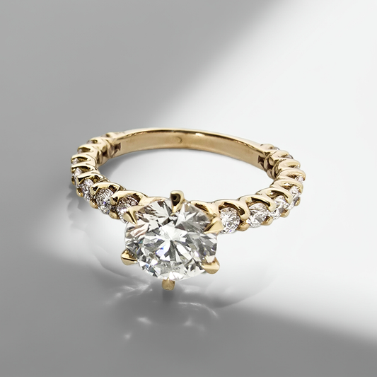 gold ring with lab grown diamonds ON SHADOW PLANE