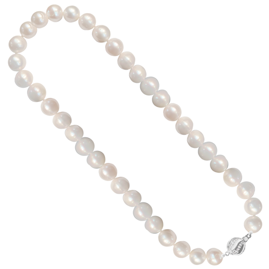 8mm Natural Freshwater Pearl Necklace with Sterling Silver Ball Clasp