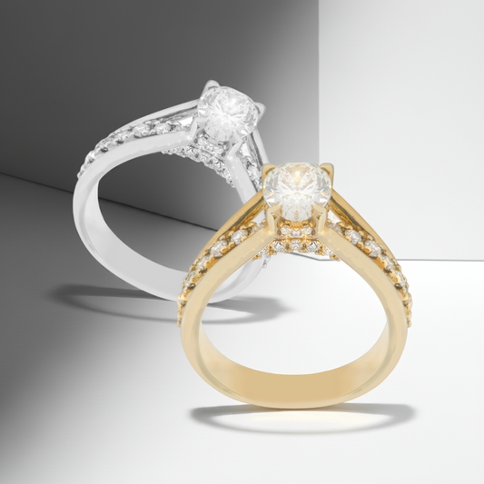 0.60ct Lab-Grown Oval Diamond Shanked Eternity Ring in 9ct Yellow or White Gold