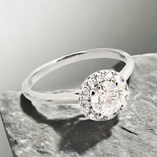 0.50ct Lab-Grown Diamond Halo Engagement Ring in 9ct White Gold