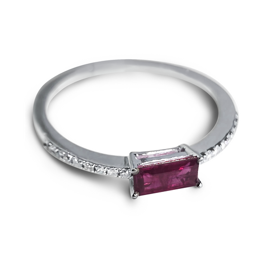 0.34ct Ruby and Diamond Eternity Setting Wedding Ring in 9ct White Gold