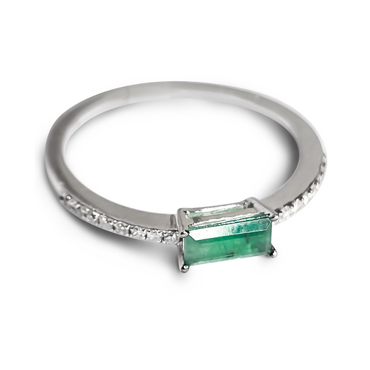 0.34ct Emerald and Diamond Eternity Setting Wedding Ring in 9ct White Gold