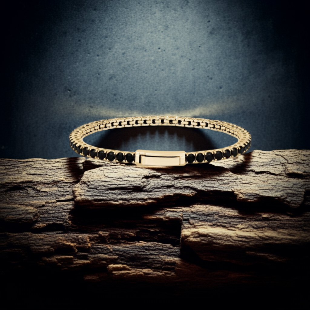 ARZ Steel Brilliance Forged in Steel Tennis Bracelet with Synthetic Stones