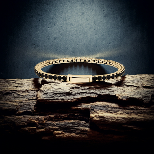 ARZ Steel Brilliance Forged in Steel Tennis Bracelet with Synthetic Stones