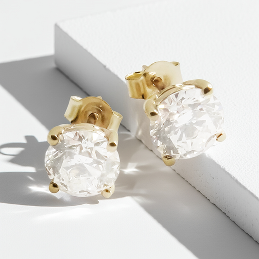 SALE: 4.00ct Lab-Grown Diamond Solitaire Studs in 9ct Yellow Gold