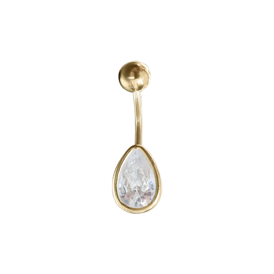 Charmed Belly Ring with Cubics in 9ct Yellow Gold