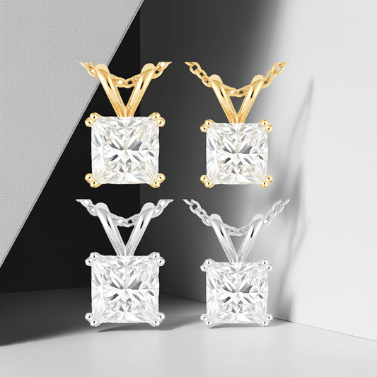 Princess Cut Lab-Grown Diamond Solitaire Pendants in 9ct Gold Range