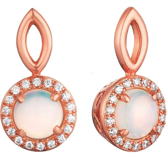 Opal and Diamond Halo Earrings in 9ct Rose Gold