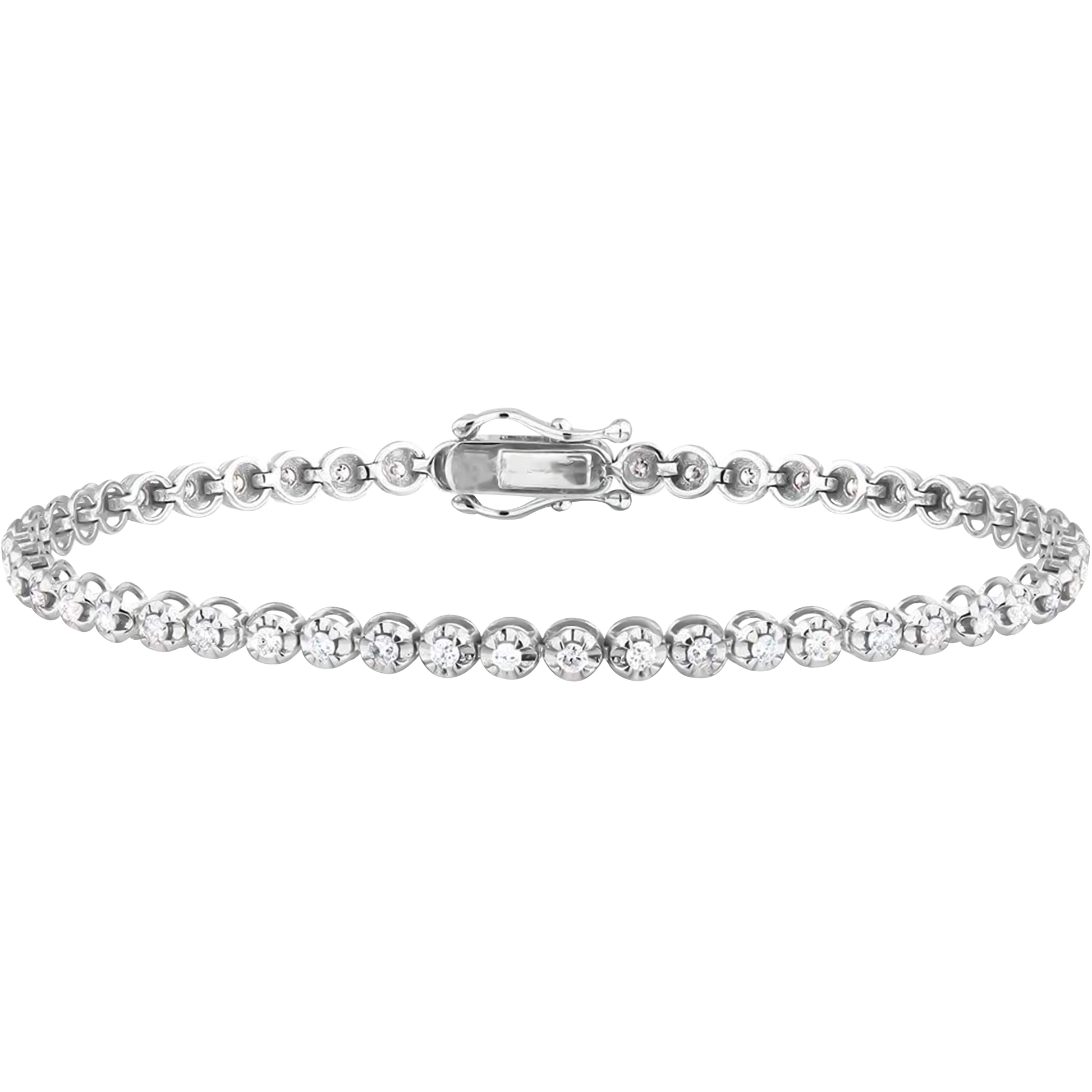 DISA Certified: Luxurious 1.00ct Diamonds set with a colour of I/J and clarity of VS-SI Tennis Bracelet with a four dip claw setting in 9ct White gold.