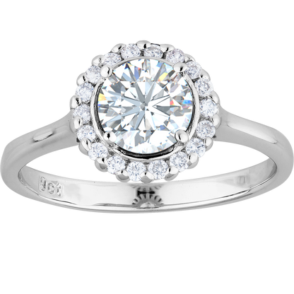 1.00ct Diamond Halo Ring in 9ct White Gold