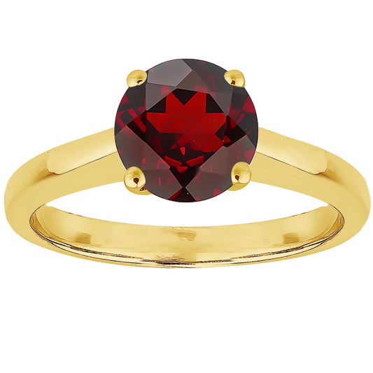 0.85ct Garnet Solitaire Engagement Ring in 9ct Yellow Gold.