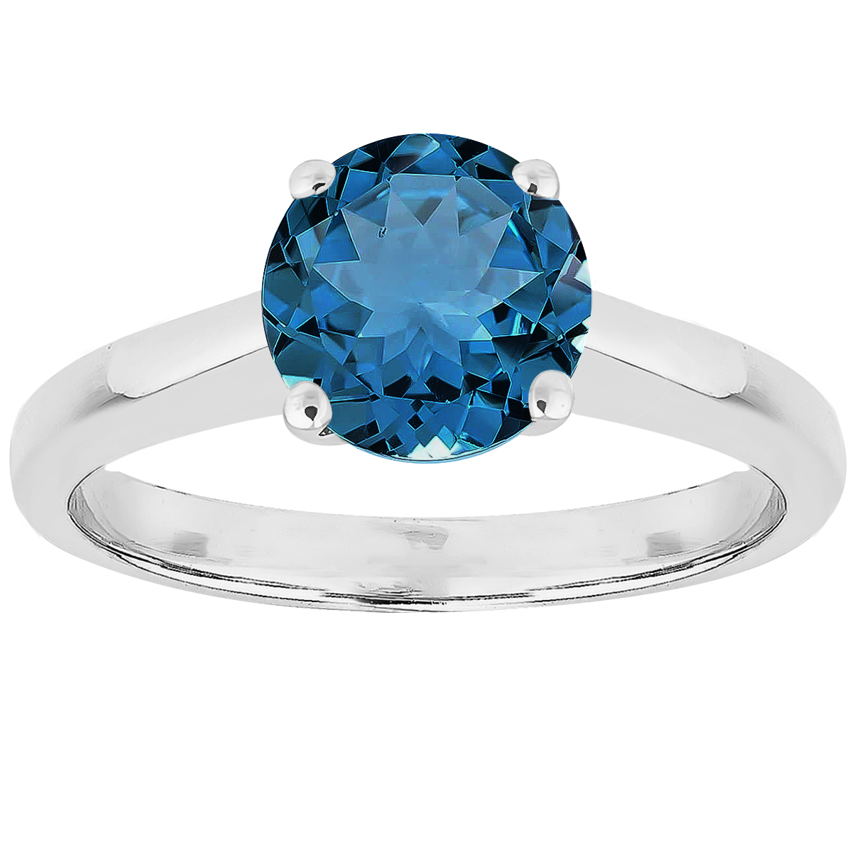 0.84ct London Blue Topaz Solitaire Engagement Ring in 9ct White Gold.