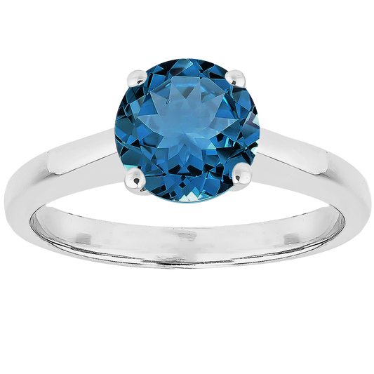 0.84ct London Blue Topaz Solitaire Engagement Ring in 9ct White Gold.