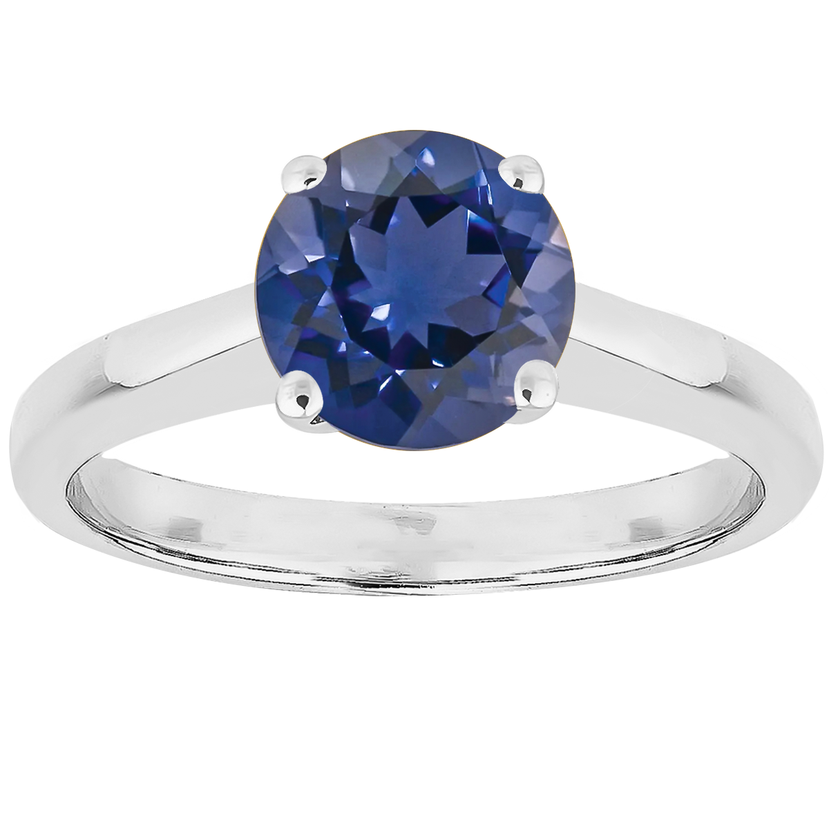 0.85ct Iolite Solitaire Engagement Ring in 9ct White Gold.