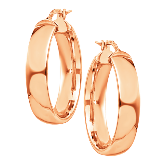 5mm Rose Gold Plain Hoops in 9ct Rose Gold