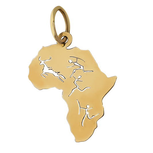 Tribal Cutout Map of Africa Pendant in 9ct Yellow Gold
