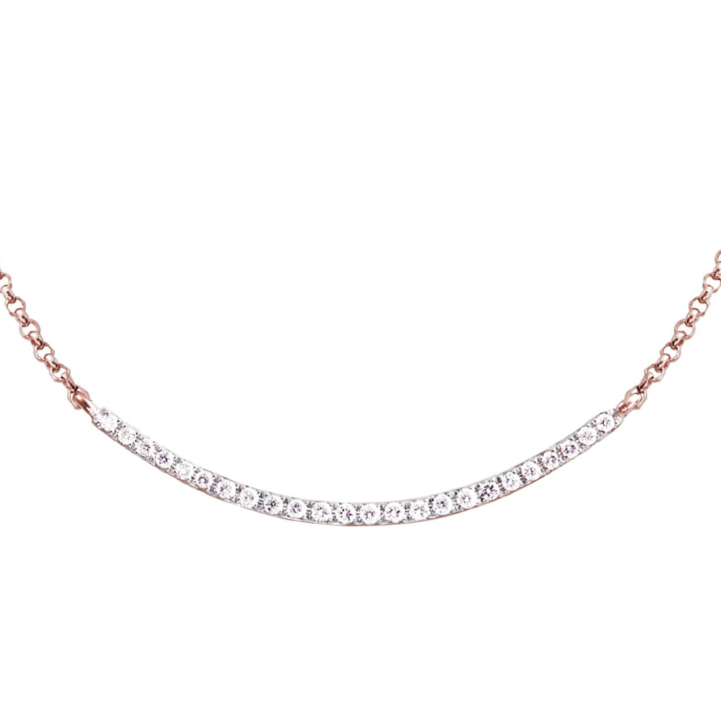 Diamond Bar Pendant with in 9ct Rose Gold Chain