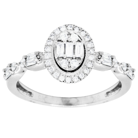 0.40ct Diamond Baguettes Design Ring in 9ct White Gold