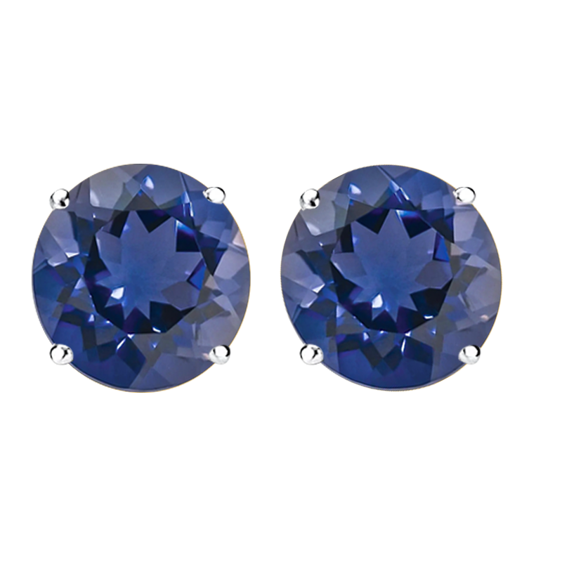 1.68ct Iolite Solitaire Studs in 9ct White Gold.